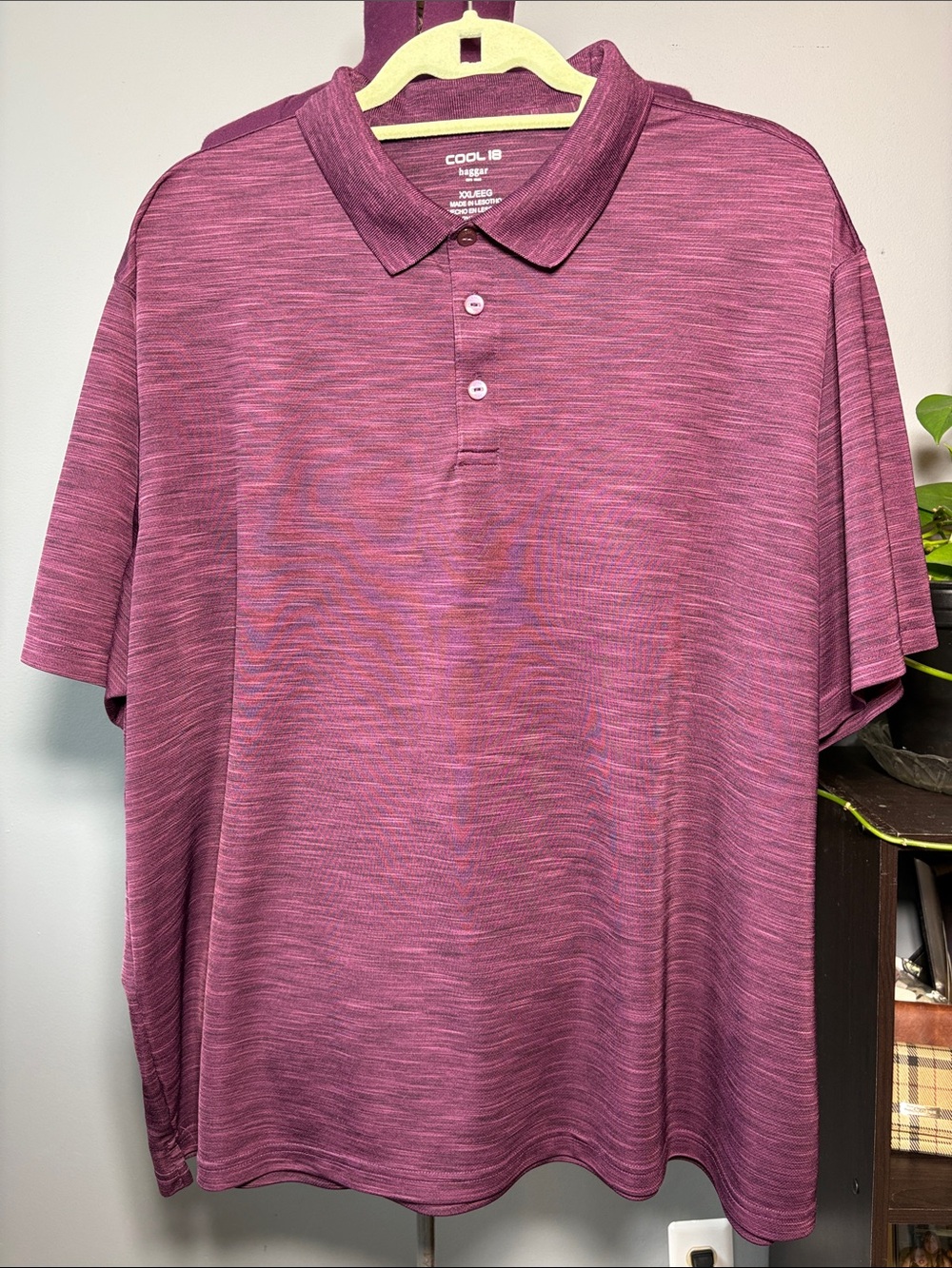 Haggar Cool 18 Men's Heathered Purple Polo Shirt